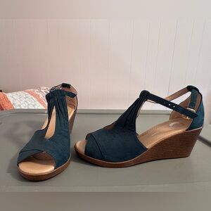 Tru Comfort Foam Navy Wedge Sandals
